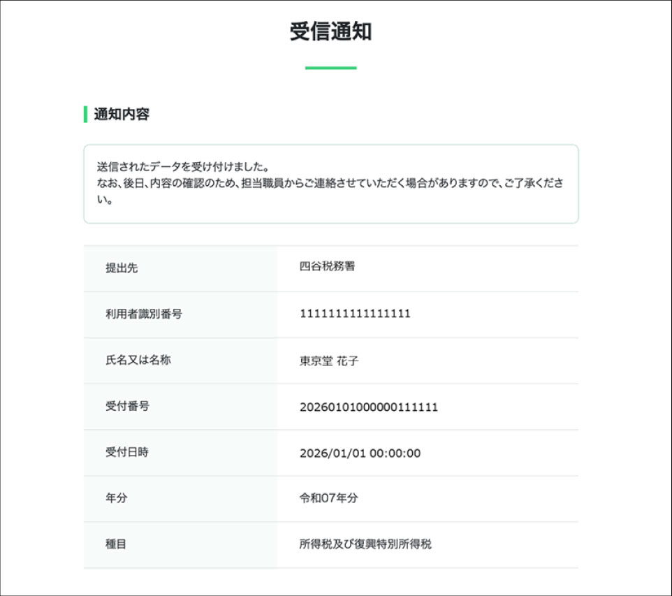 受信通知見本