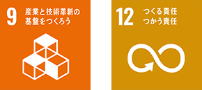 9.産業と技術革新の基盤をつくろう 12.つくる責任つかう責任